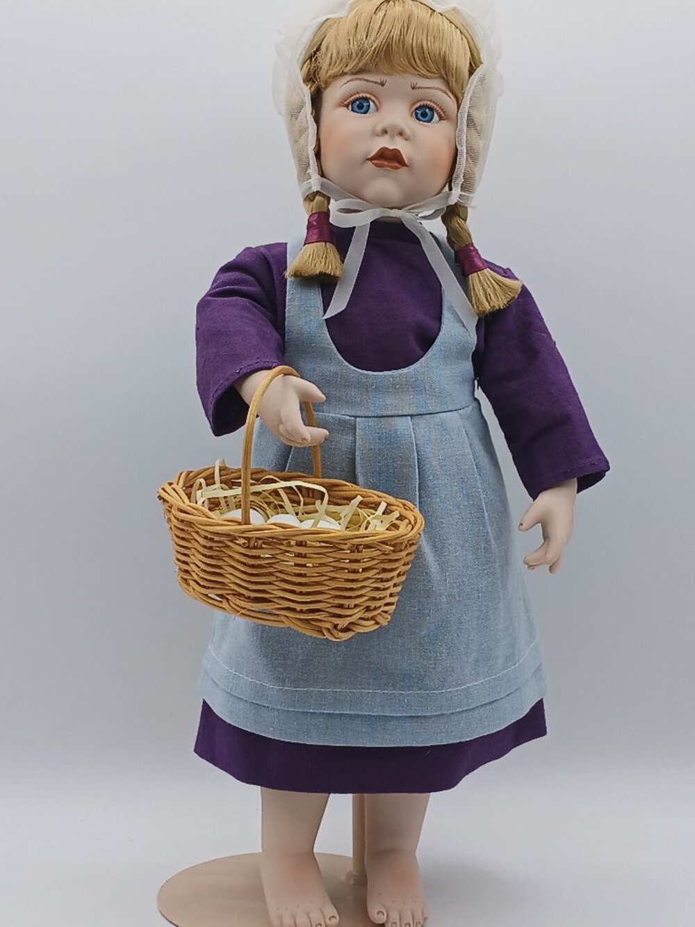 Vintage 1992 Danbury Mint 'Sarah" Amish Doll w/ Basket Eggs